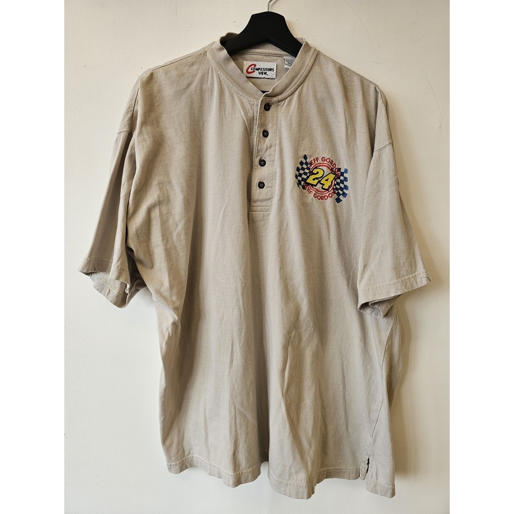 Vintage Jeff Gordon Shirt Mens Large Beige‎ NASCAR Racing 24 Car Cotton 90s